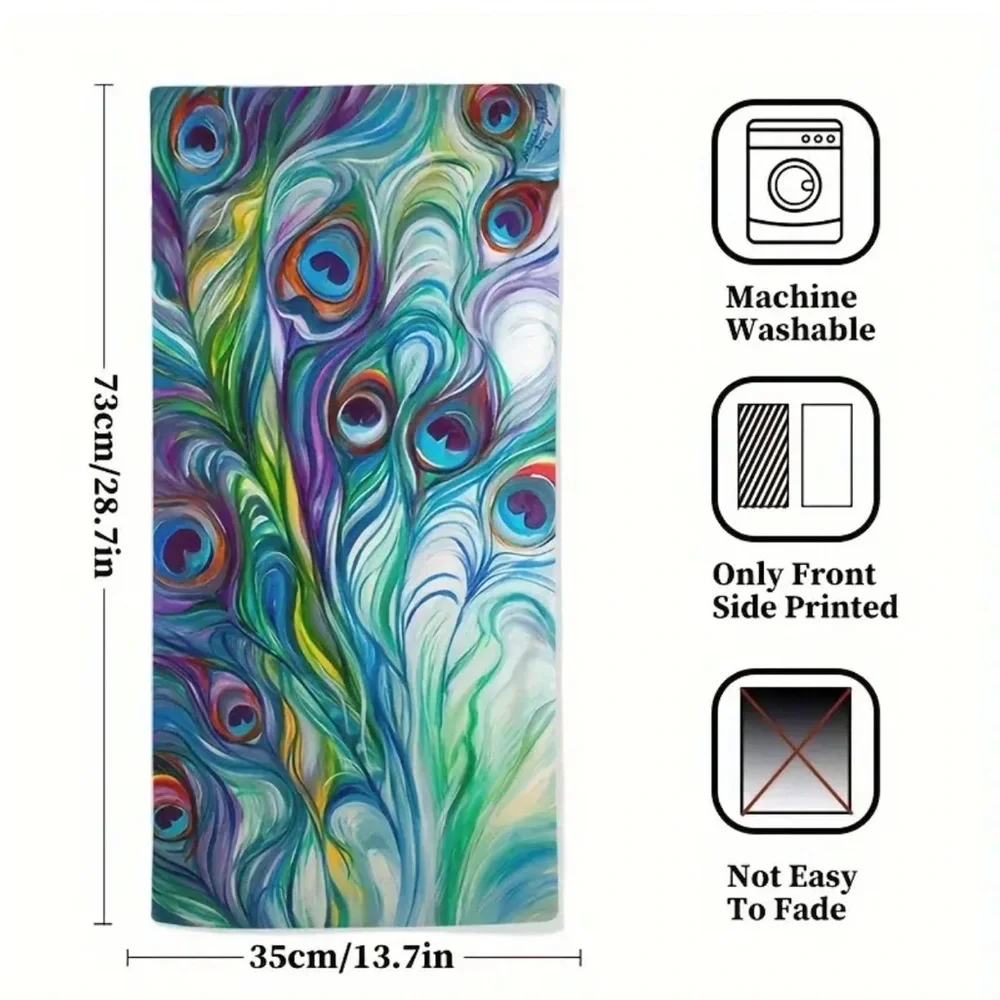 One Peacock Feather Hand Bath or Kitchen Towel